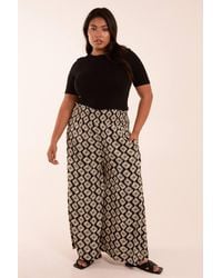 Blue Vanilla - Curve Shirred Wide Leg Aztec Trouser - Lyst