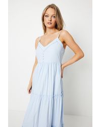 Oasis - Button Down Tiered Strappy Maxi Dress - Lyst