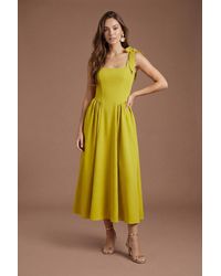 Coast - Sleeveless Crepe Midi Dress With Bow Detail Straps - Lyst