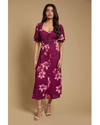 Dorothy Perkins - Petite Button Through Midi Dress - Lyst
