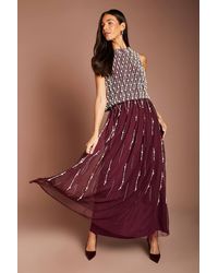 Coast - Pearl Beaded Overlay Georgette Maxi Dress - Lyst