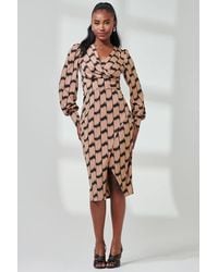 Jolie Moi - Print Long Sleeve Jersey Pencil Dress - Lyst