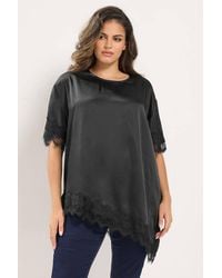Yours - Asymmetric Lace Hem Top - Lyst