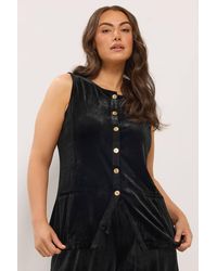 Yours - Velvet Longline Waistcoat - Lyst