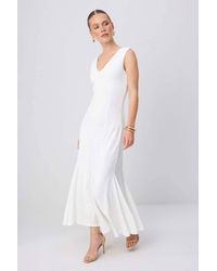WOVCOR - V Neck Thick Strap Sleeveless A-Line Maxi Dress - Lyst
