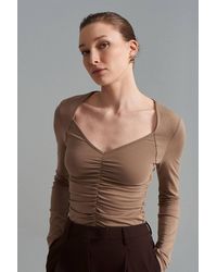 Dilvin - Slim Fit V-Neck Jersey Blouse - Lyst