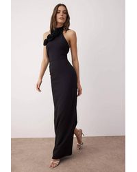 WOVCOR - Woven Maxi Elegant Evening Dress W/ Rose Detail - Lyst