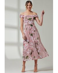 Jolie Moi - Paula Bardot Neck Mesh Dress - Lyst