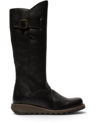 Infinity Leather - Leather Wedge Heel Knee High Long Boots - Lyst
