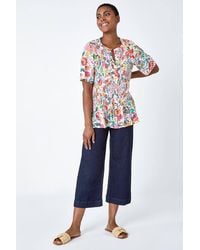 Roman - Floral Shirred Crinkle Top - Lyst