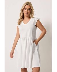 Yours - Broderie Anglaise Peplum Dress - Lyst