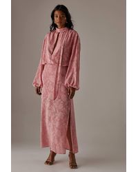Warehouse - Chiffon Jacquard High Neck Slash Front Blouse - Lyst