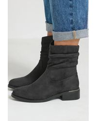 Yours - Ruched Block Heel Ankle Boots - Lyst