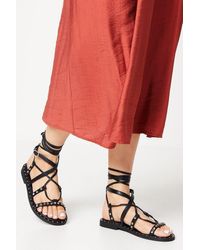 Oasis - Britney Lace Up Studded Gladiator Sandals - Lyst