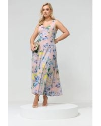 Yours - Floral Print Mesh Sleeveless Maxi Dress - Lyst
