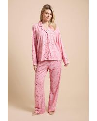 Dorothy Perkins - Christmas Nightwear Tipped Long Sleeve Pyjama Set - Lyst