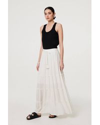 Izabel London - Textured High Waist Tiered Maxi Skirt - Lyst