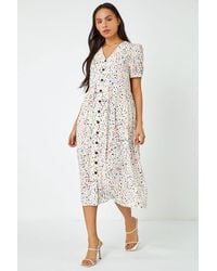 D.u.s.k - Ditsy Spot Print Button Down Dress - Lyst
