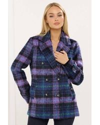 Star by Julien MacDonald - Check Print Pea Coat - Lyst