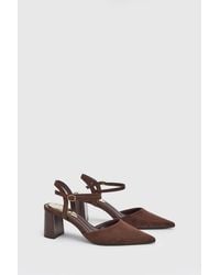 Wallis - Maya Faux Suede Ankle Strap Block Heel Court Shoes - Lyst