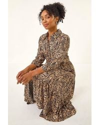 Roman - Petite Abstract Print Tiered Midi Dress - Lyst
