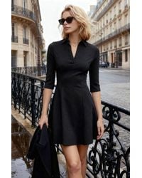 WOVCOR - Collared V Neck A-Line Mini Dress W/ Seam Detail - Lyst