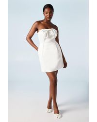 Coast - Structured Satin Bandeau Bow Mini Bridal Dress - Lyst