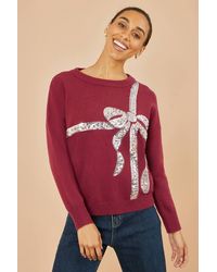 Yumi' - Sequin Bow Knitted Jumper - Lyst