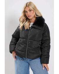 Yours - Funnel Neck Padded Coat - Lyst