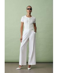 Dilvin - Wide-Leg Belted Crepe Trousers - Lyst