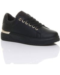 AJVANI - Flat Heel Diamante Sparkly Trainers - Lyst