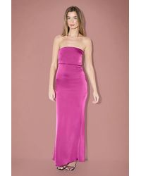 MissPap - Premium Satin Bandeau Overlay Dress - Lyst