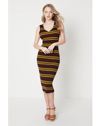 Oasis - Sleeveless Stripe Detail Knitted Midi Dress - Lyst