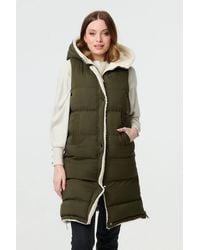 Izabel London - Reversible Faux Fur Padded Hooded Gilet Jacket - Lyst