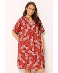 Yours - Printed Half Placket Tunic Dress - Lyst