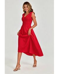 FS Collection - Sleeveless Shirred Bodice Midi Dress - Lyst