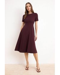 WOVCOR - Round Neck Short Sleeve Fit & Flare Midi Dress - Lyst