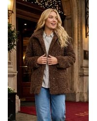 Roman - Curly Soft Borg Coat - Lyst