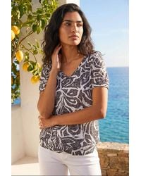 Roman - Floral Burnout Print Blouson Top - Lyst