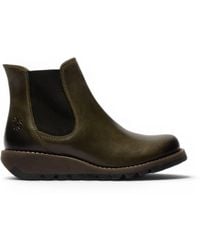 Infinity Leather - Fly London Salv Chelsea Leather Ankle Casual Wedge Heel Boots - Lyst