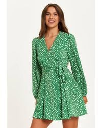 Liquorish - Animal Print Mini Wrap Dress W/ Long Sleeves - Lyst