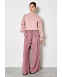 Apricot - Pleat Detail Wide Leg Drawstring Trousers - Lyst