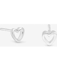 Simply Silver - Sterling Plated Polished Open Heart Studs - Lyst