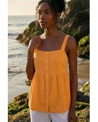 Roman - Cotton Button Through Shirred Vest Top - Lyst