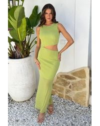 AX Paris - Diamante Side Waist Cut Out Mesh Midi Dress - Lyst