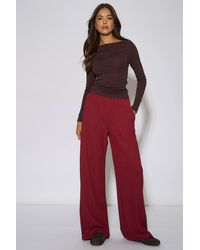 Gini London - Mulberry Textured Elasticated Waist Wide Leg Trousers - Lyst