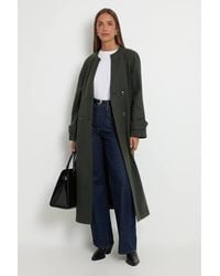 Wallis - Grown On Funnel Neck Double Breasted Belted Coat - Lyst