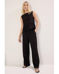 WOVCOR - 2-Piece Linen-Look Woven Sleeveless Top & Wide-Leg Trouser Set - Lyst