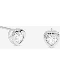 Simply Silver - Sterling Plated Bezel Heart Stud Earrings - Lyst