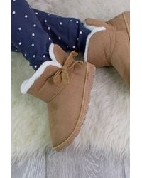 AJVANI - Heel Faux Fur Lined Grip Sole Ankle Boots Slippers - Lyst